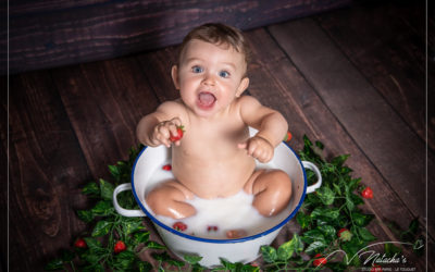 Shooting bébé bain de lait en région parisienne