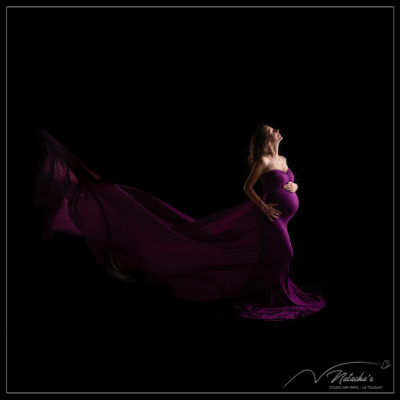 Shooting photo grossesse avec robe pour future maman dans le Val-de-Marne