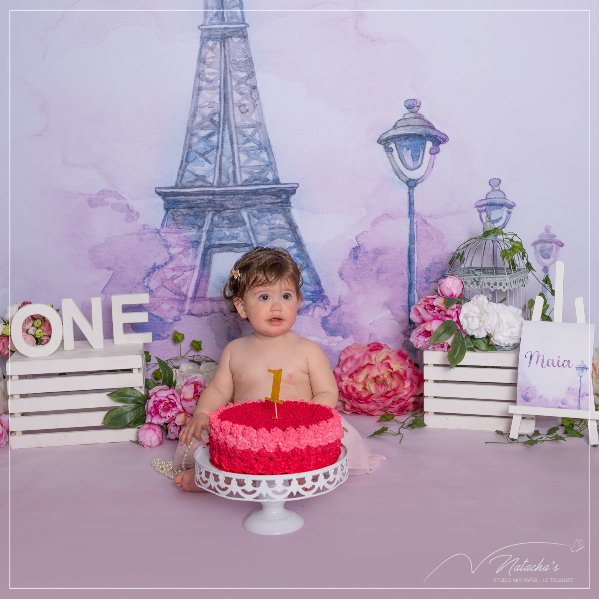 Photographe bébé : Smash the cake au thème Tour Eiffel près de Paris
