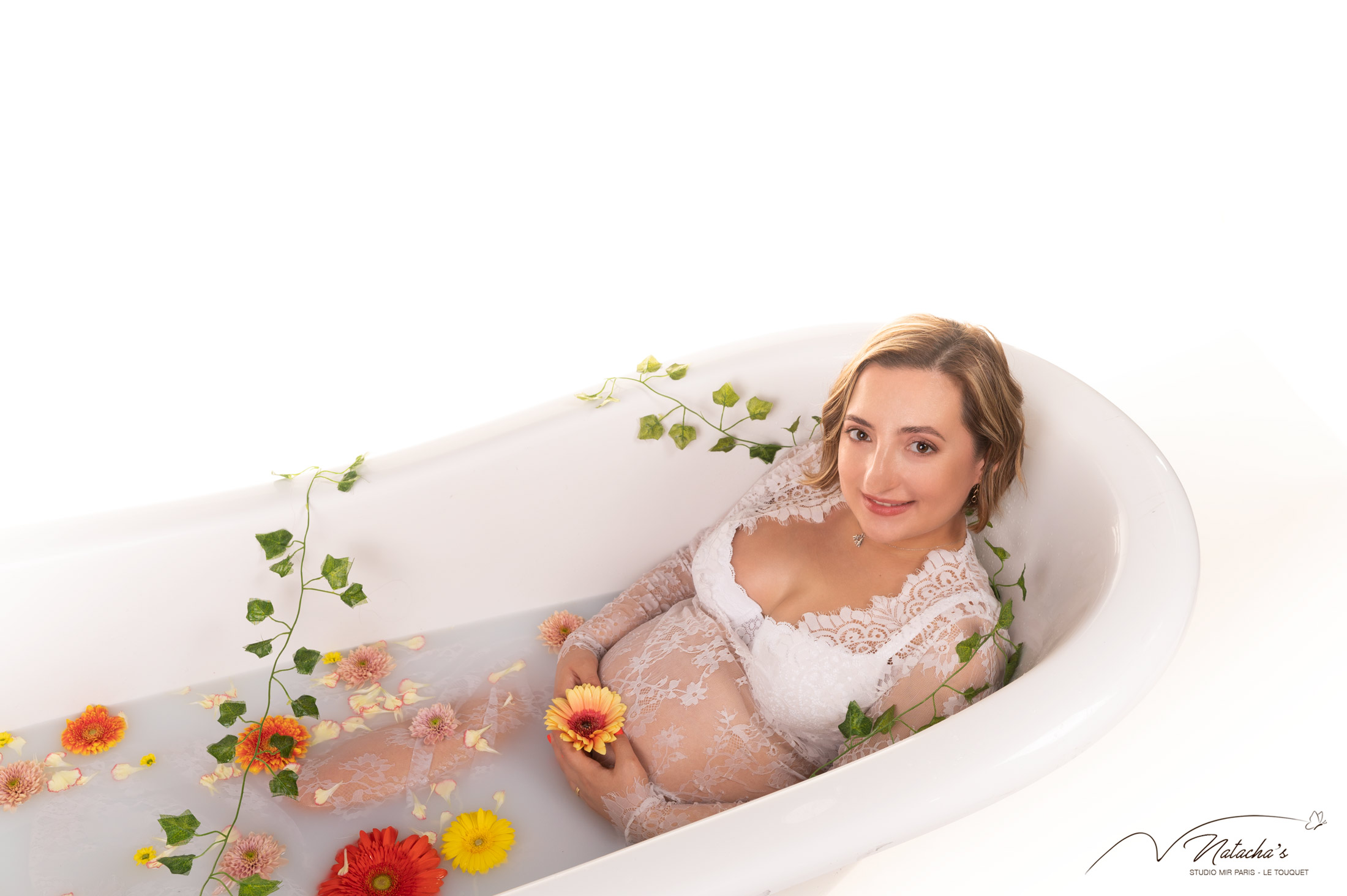 Shooting Bain de Lait grossesse en Ile-de-France