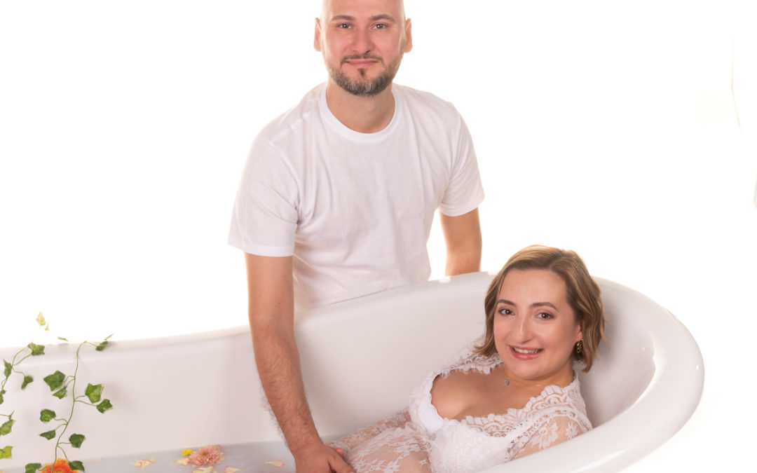 Shooting Bain de Lait grossesse en Ile-de-France